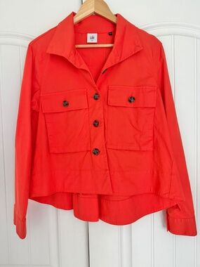 CAbi Resort Jacket #5098 Coral Utility Jacket Size M Stretch Cotton